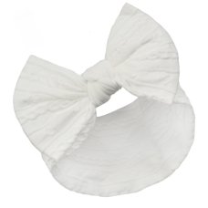 HB112-W: White Cable Headband w/Bow